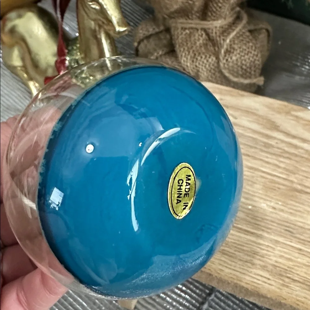 Crate & Barrel Ship-In-A-Bottle Glass Christmas Ornament Nautical